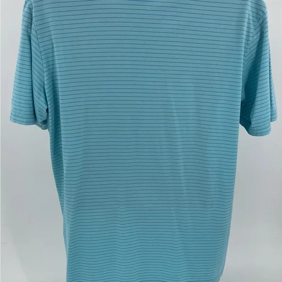 Peter Millar Summer Comfort Polo Shirt Men's Large L Aqua & Blue Striped - Picture 3 of 8